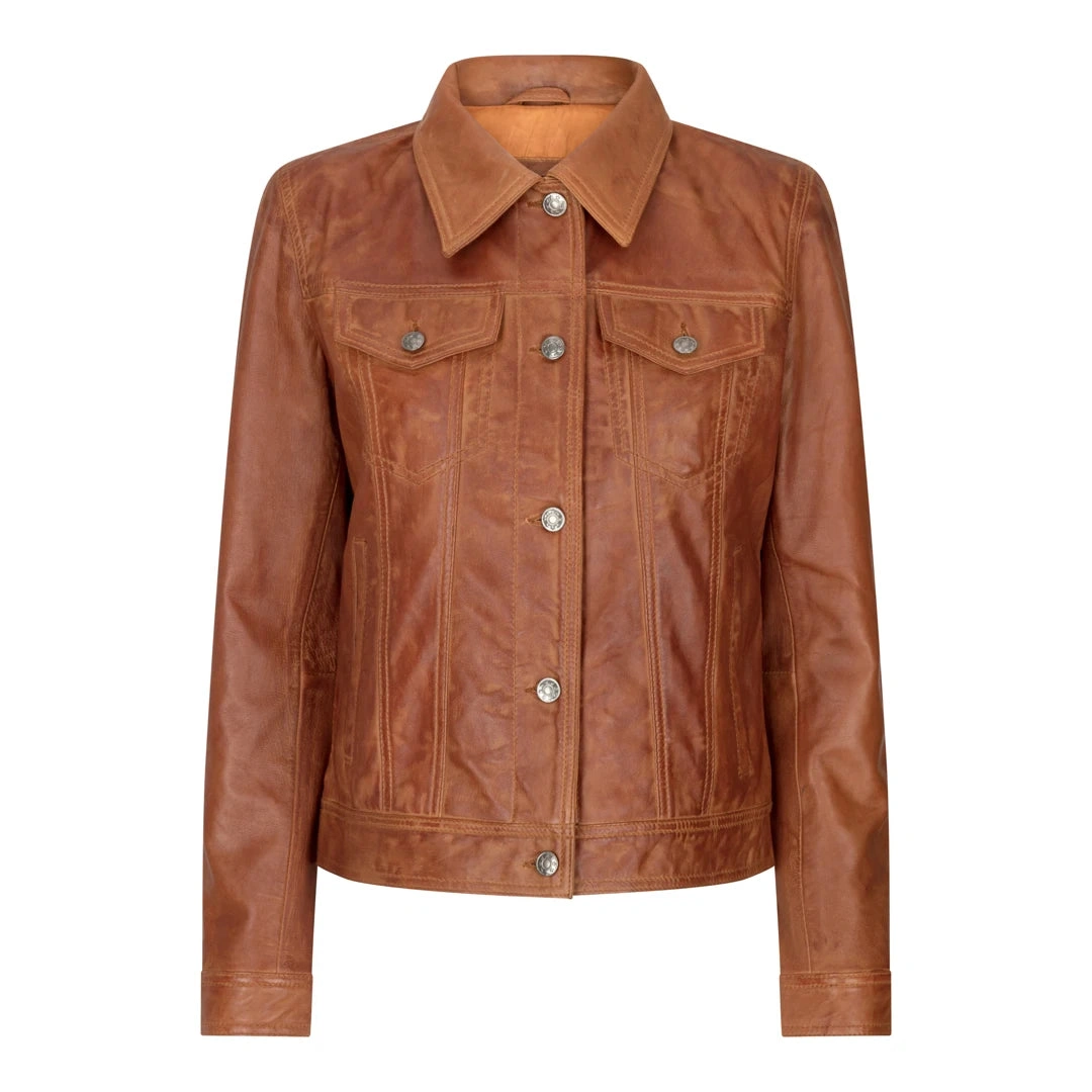 Echte Lederjacke Damen Retro Biker-Stil 80er Jahre Klassiker Vintage Look Kurz Geschnitten Modisch Stylisch.