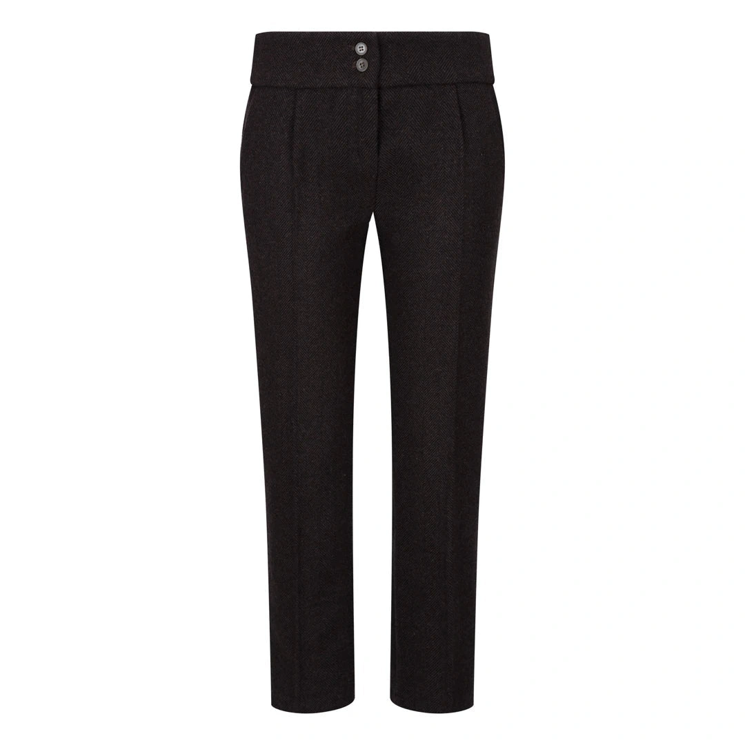 Wunderschöner Damen Tweed Anzug Braun: Blazer, Weste & Hose für einen stilvollen Auftritt!
